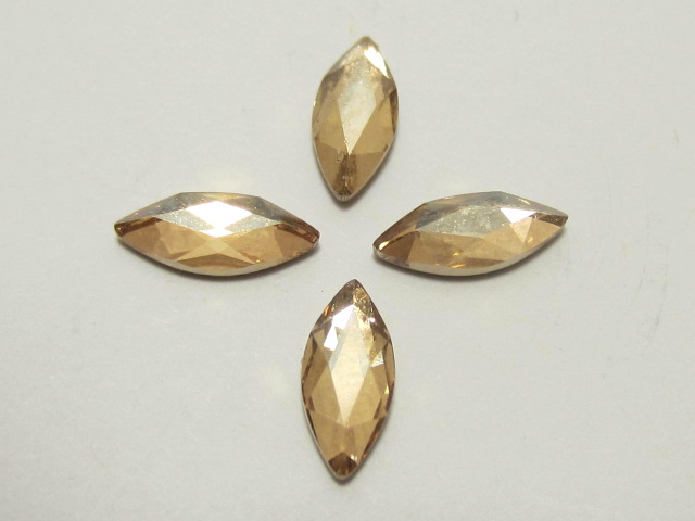 12 pcs. MARQUISE 8X3.5mm GOLDEN SHADOW FLATBACK STAR BRIGHT Rhinestones